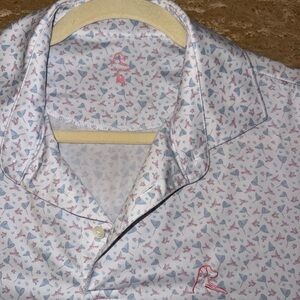 Rhoback Men's White Polo with Blue & Pink Pattern